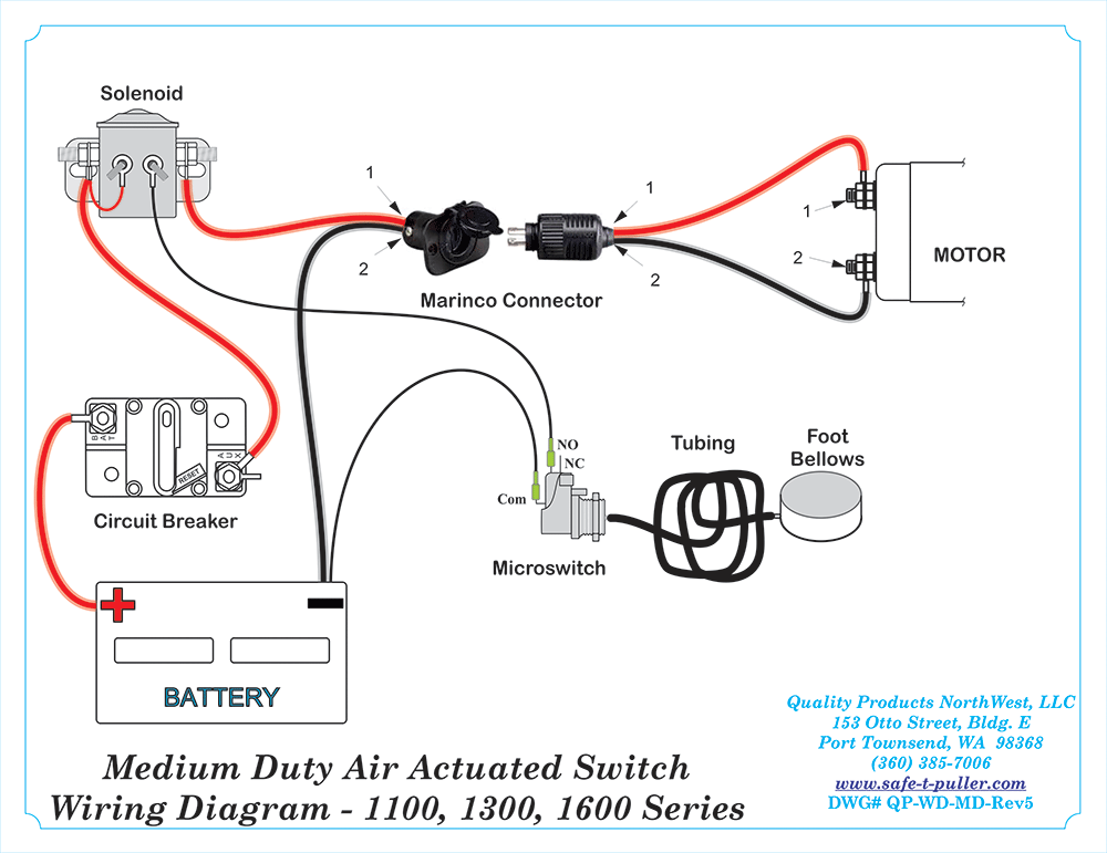 Medium Duty Air Actuated Switch Wiring Diagram for 1100, 1300, 1600 Series