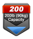 200 pound / 91kg capacity